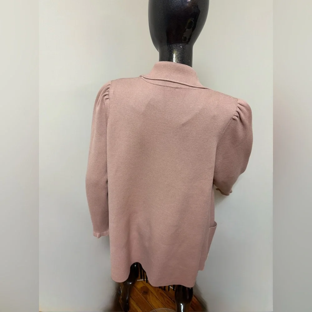 NWT Kate Spade Ruffle Sweater Knit Cardigan Blazer, Light Fawn XL Preppy